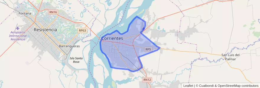 Mapa de ubicacion de Corrientes.