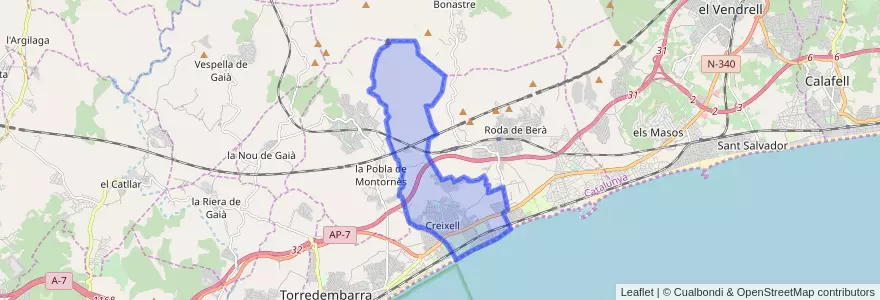 Mapa de ubicacion de Creixell.
