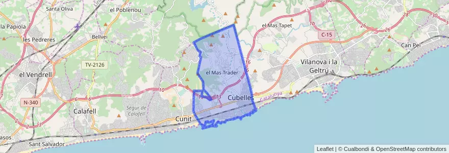 Mapa de ubicacion de Cubelles.