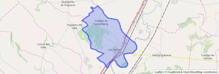 Mapa de ubicacion de Cubillas de Santa Marta.