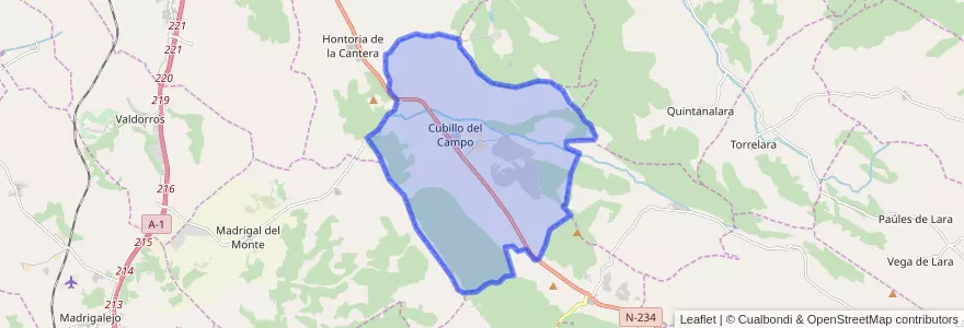 Mapa de ubicacion de Cubillo del Campo.