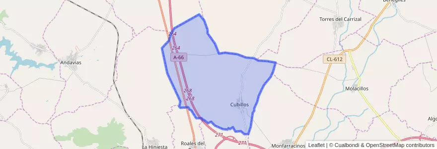 Mapa de ubicacion de Cubillos.