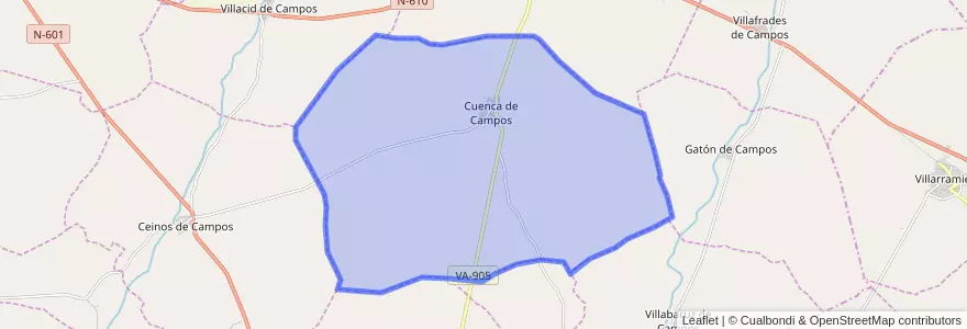 Mapa de ubicacion de Cuenca de Campos.