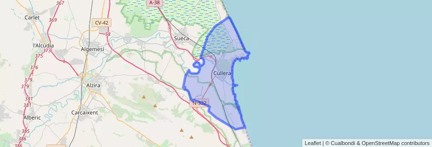 Mapa de ubicacion de Cullera.