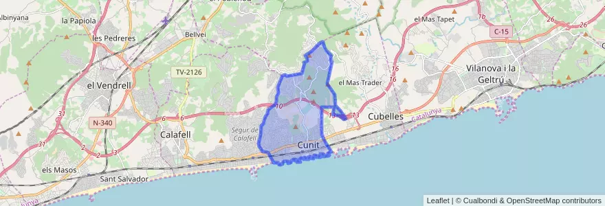 Mapa de ubicacion de Cunit.