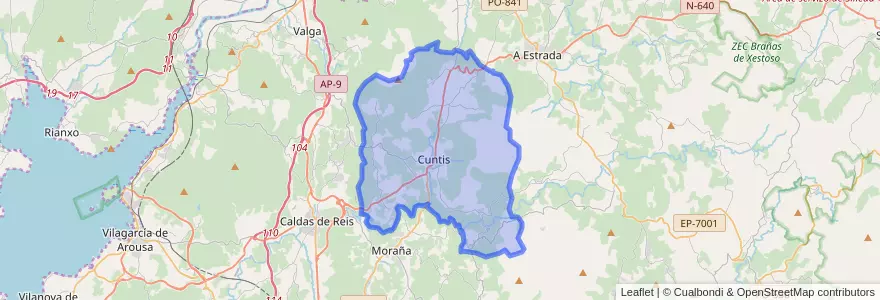 Mapa de ubicacion de Cuntis.