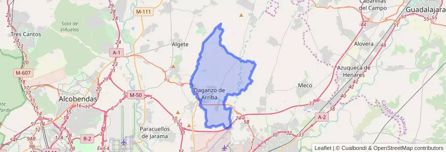 Mapa de ubicacion de Daganzo de Arriba.