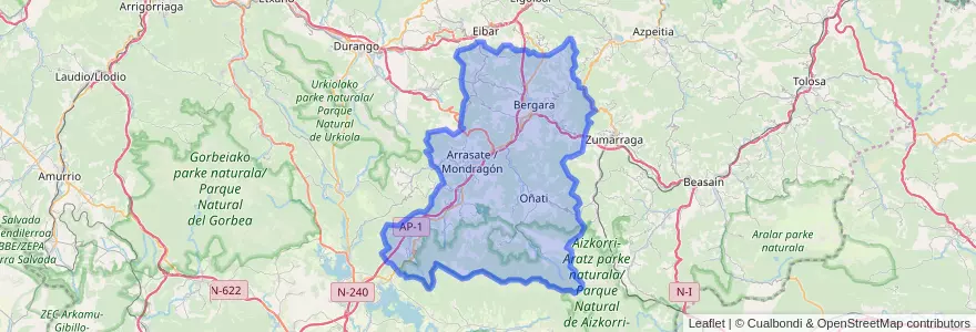 Mapa de ubicacion de Debagoiena.
