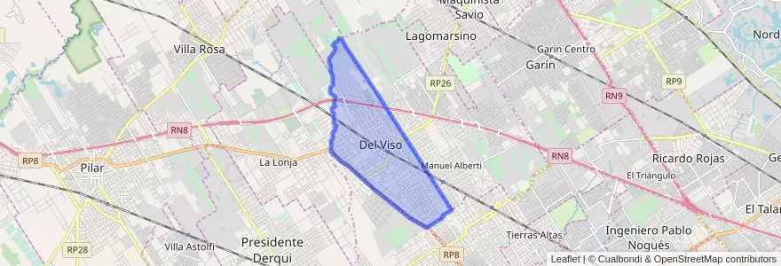 Mapa de ubicacion de Del Viso.