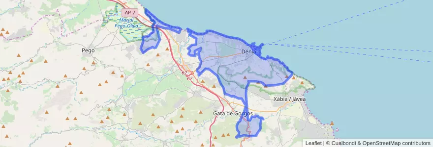 Mapa de ubicacion de Dénia.