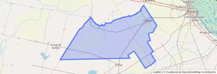 Mapa de ubicacion de Departamento Caseros.