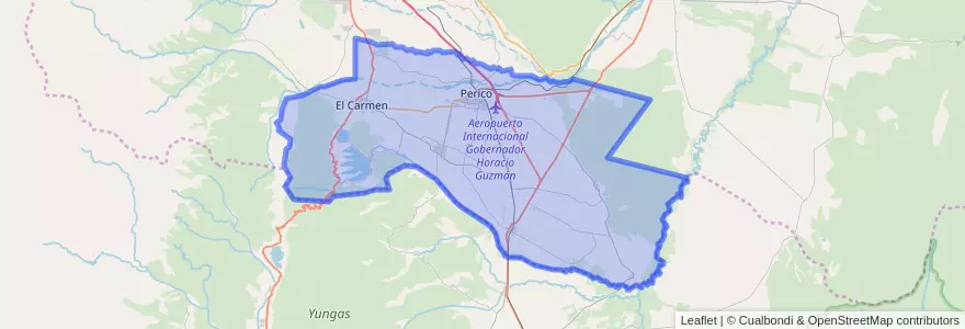 Mapa de ubicacion de Departamento El Carmen.
