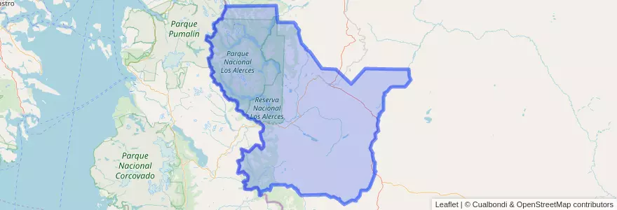Mapa de ubicacion de Departamento Futaleufú.
