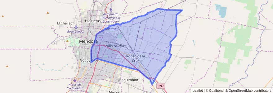 Mapa de ubicacion de Departamento Guaymallén.