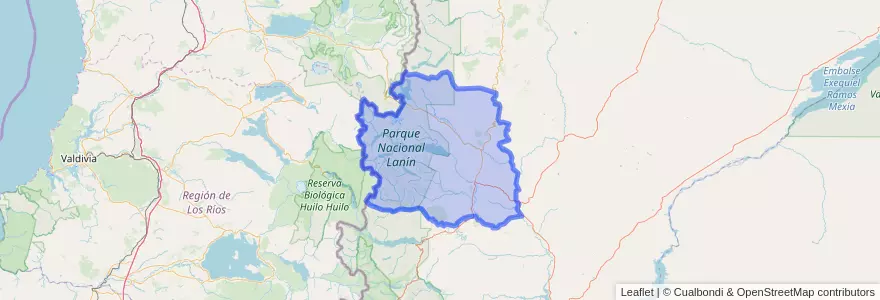 Mapa de ubicacion de Departamento Huiliches.