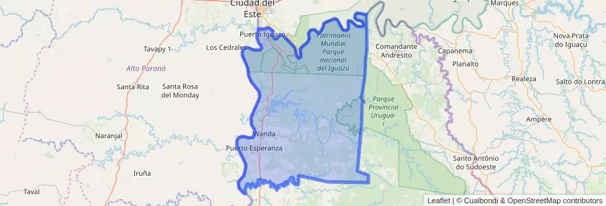 Mapa de ubicacion de Departamento Iguazú.