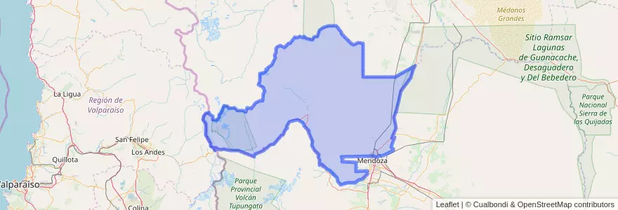 Mapa de ubicacion de Departamento Las Heras.