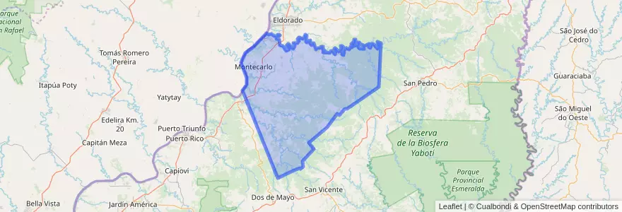 Mapa de ubicacion de Departamento Montecarlo.