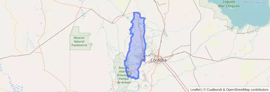Mapa de ubicacion de Departamento Punilla.