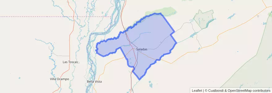 Mapa de ubicacion de Departamento Saladas.