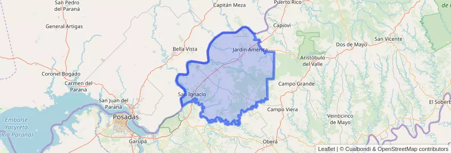 Mapa de ubicacion de Departamento San Ignacio.