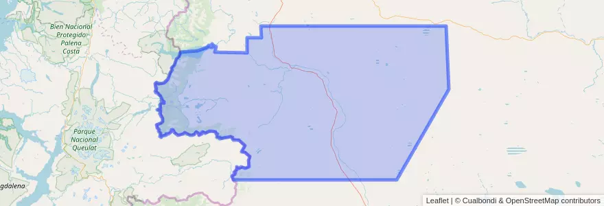Mapa de ubicacion de Departamento Tehuelches.