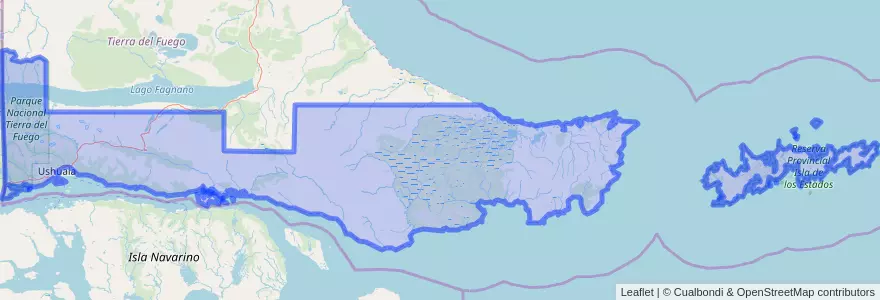 Mapa de ubicacion de Departamento Ushuaia.