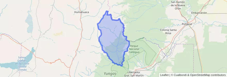 Mapa de ubicacion de Departamento Valle Grande.