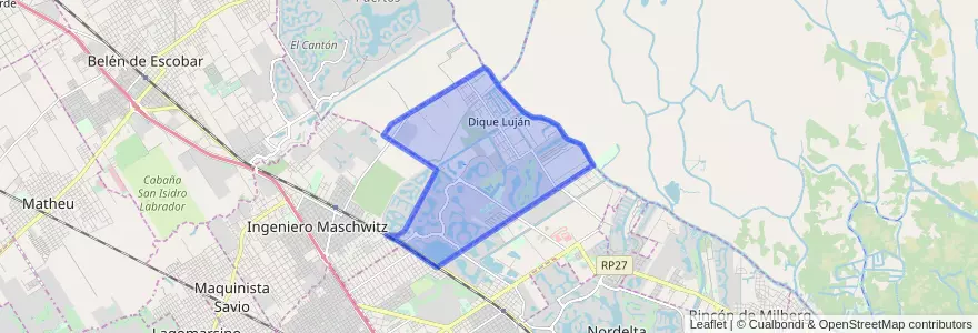 Mapa de ubicacion de Dique Luján.