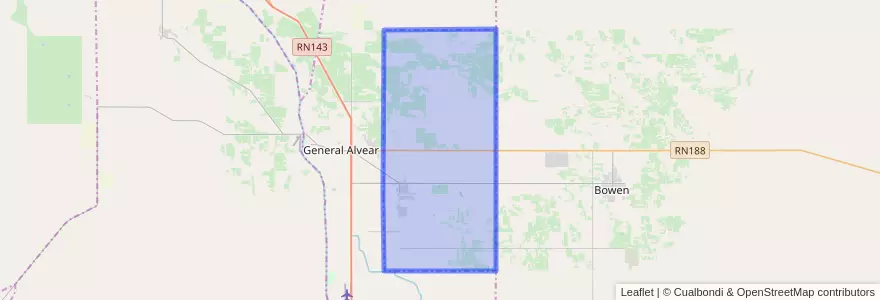 Mapa de ubicacion de Distrito Alvear Oeste.