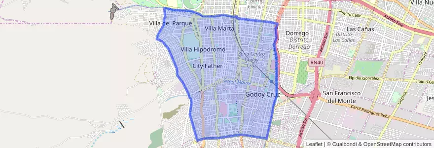 Mapa de ubicacion de Distrito Ciudad de Godoy Cruz.