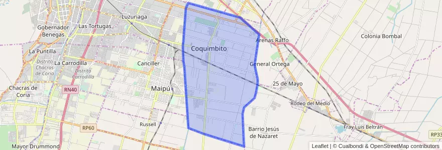 Mapa de ubicacion de Distrito Coquimbito.