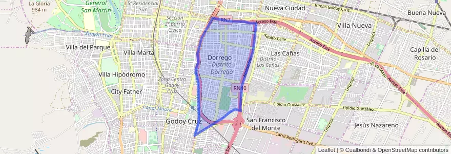 Mapa de ubicacion de Distrito Dorrego.