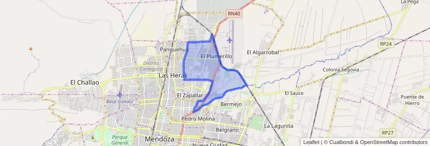 Mapa de ubicacion de Distrito El Plumerillo.