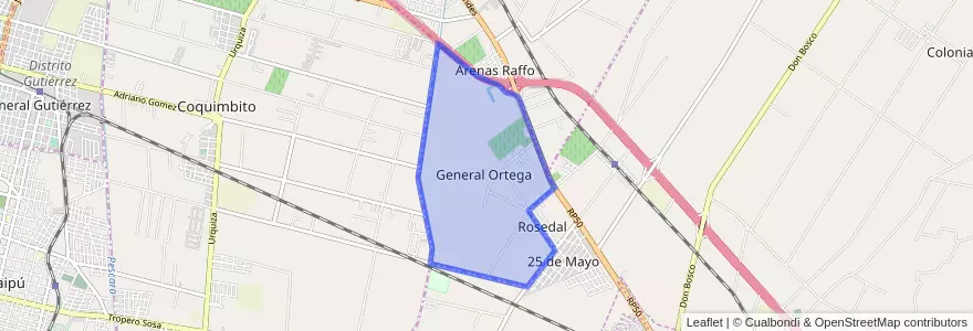 Mapa de ubicacion de Distrito General Ortega.