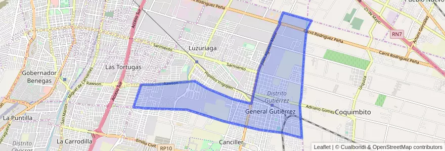 Mapa de ubicacion de Distrito Gutiérrez.