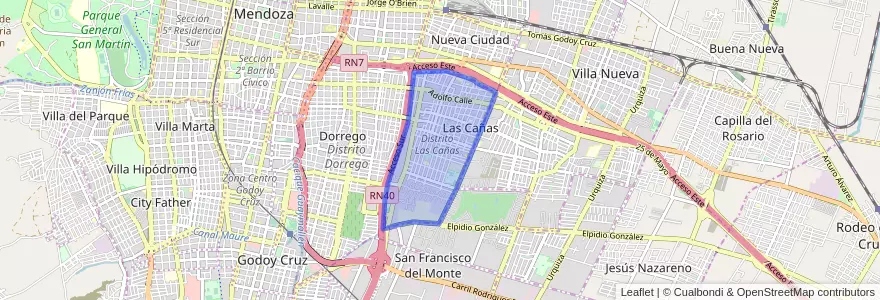 Mapa de ubicacion de Distrito Las Cañas.