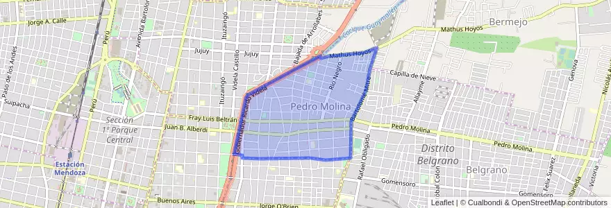 Mapa de ubicacion de Distrito Pedro Molina.