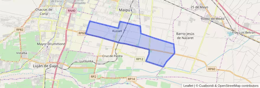 Mapa de ubicacion de Distrito Russell.