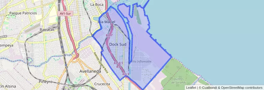 Mapa de ubicacion de Dock Sud.