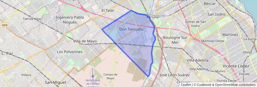 Mapa de ubicacion de Don Torcuato.