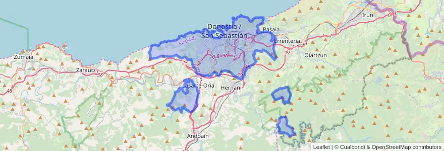 Mapa de ubicacion de San Sebastián.