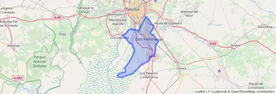 Mapa de ubicacion de Dos Hermanas.