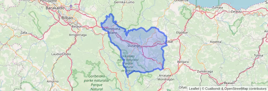 Mapa de ubicacion de Durangaldea.