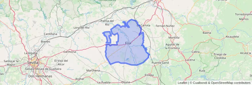 Mapa de ubicacion de Écija.