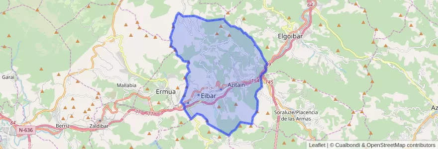 Mapa de ubicacion de Eibar.
