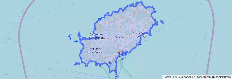 Mapa de ubicacion de Ibiza.