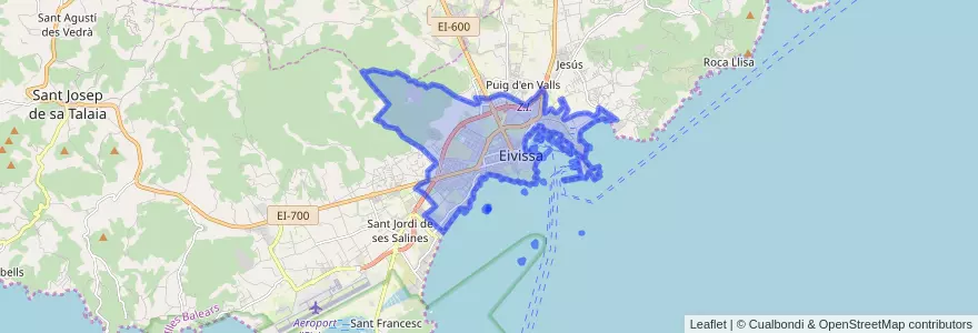 Mapa de ubicacion de Ibiza.