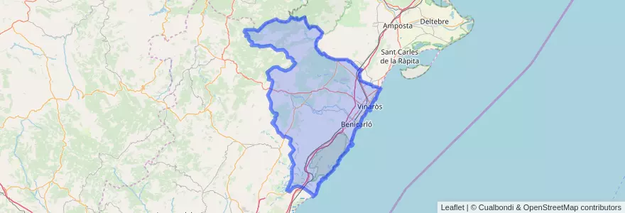 Mapa de ubicacion de el Baix Maestrat.