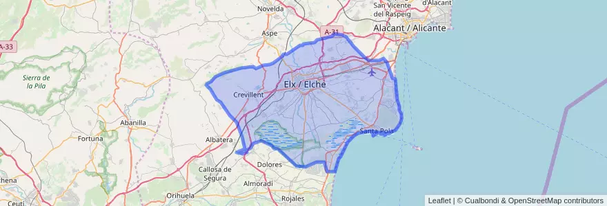 Mapa de ubicacion de el Baix Vinalopó.